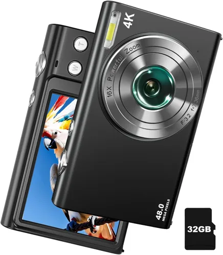 Cámara Digital 4K para Fotografía y Video Enfoque Automático Anti-Vibración, Zoom 16X 48MP Cámara Point and Shoot para Adolescentes Adultos