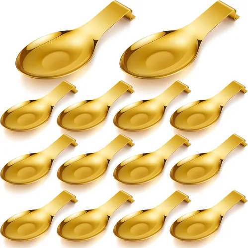 Vista 12 de Nuanchu 6 piezas de acero inoxidable soporte para cucharas y espátulas para estufa, mango para cucharón, soporte para cucharas para encimera