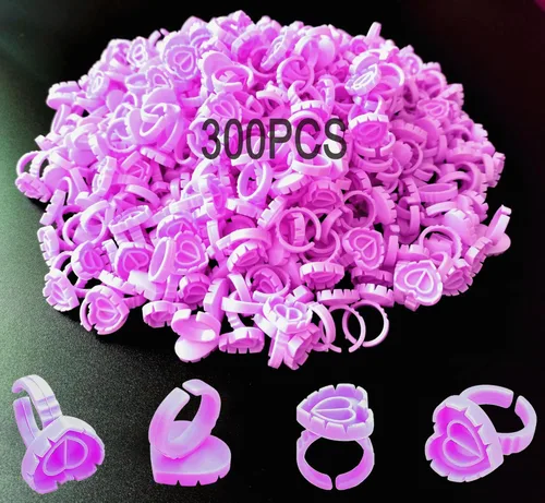 Vista 9 de Blossom - 300 vasos de pegamento con forma de corazón para suministros de extensión de pestañas, soporte para pegamento de pestañas en abanico