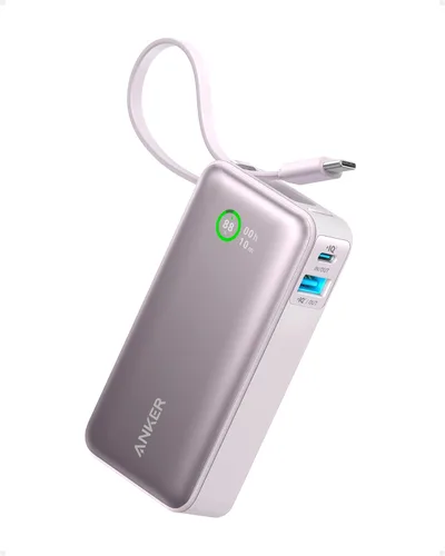 Vista 9 de Anker Nano Power Bank, cargador portátil de 10,000 mAh con cable USB-C integrado, recarga de 30 W, salida máxima de 30 W con USB-C y A, para iPhone