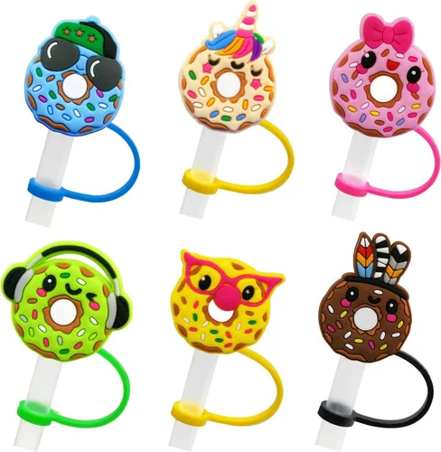 Vista 17 de 6 fundas de silicona para pajilla, cubiertas para popote para vasos, tapones de paja a prueba de polvo para puntas de popote para accesorios