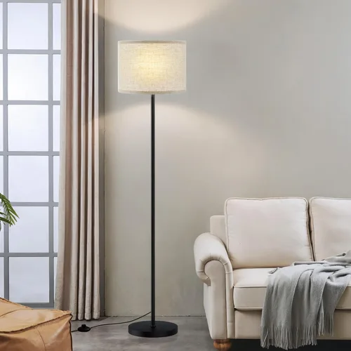 Vista 23 de Ambimall - Lámpara de pie moderna con pantalla, lámparas altas para sala de estar, habitación, oficina y comedor, pantalla blanca con poste