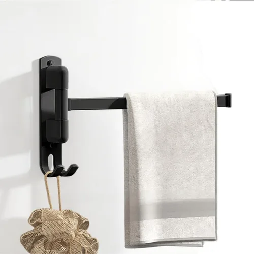 Toallero, toallero giratorio mejorado de aluminio de aviación cuatro en uno, toalleros para baño, ahorro de espacio, oscilante, rotación de 180°,