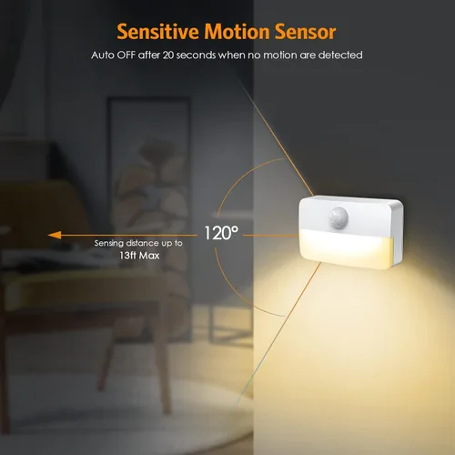 Vista 3 de Paquete de 2: luz nocturna con sensor de movimiento, luces adhesivas con sensor de movimiento para interiores, luces de cocina para debajo