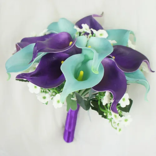 Vista 7 de Boda Floral Lirios de Alcala Púrpura con Cristales Bayas Bling (2 Calla Lilies boutenieres)