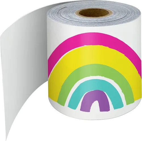 Vista 7 de Carson Dellosa Kind Vibes - 65 pies de bordes para tablón de anuncios de arcoíris, 1 rollo de ribete bohemio para pizarra rodante, corcho