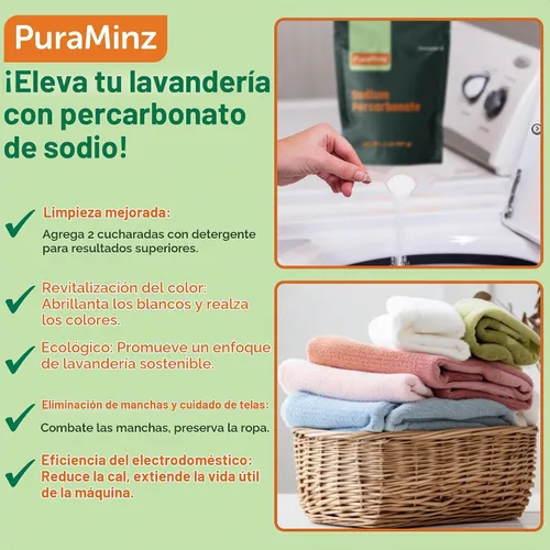 Vista 4 de Percarbonato de sodio – 2 libras – Polvo blanqueador de oxígeno puro. Quita manchas y mugre de color seguro, limpiador multiusos para el hogar