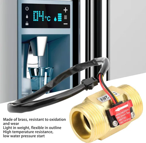 Vista 6 de Eujgoov Sensor de agua YF?B10 G1in rosca macho latón efecto Hall contador de flujo líquido para calentadores de agua, DC24V 2 ~ 50L/MIN