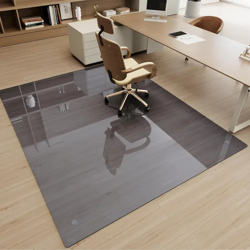 Vista 13 de [Vidrio templado] Tapete para silla de vidrio de 30 x 48 pulgadas, tapete de piso duro resistente con esquinas redondas y borde pulido, tapete