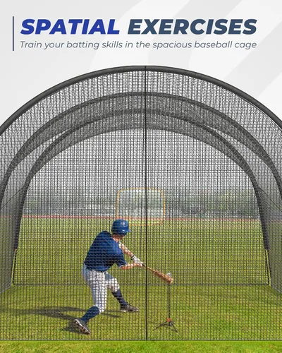 Vista 4 de Batting Cage, 22ft/30ft/35ft/55ft/70ft Baseball Softball Hitting cage Net, Portable Baseball Cage Netting System for Solo or Team Training, for