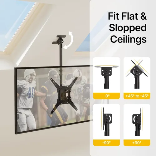 Vista 5 de monTEK Soporte de TV de techo para pantallas planas de 23 a 55 pulgadas, soporte de TV de techo ajustable colgante que se adapta a la mayoría