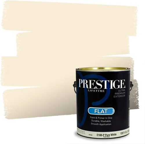 Vista 99 de PRESTIGE Pinturas de pintura exterior e imprimación en uno, 1 galón, plano, combinación comparable de Benjamin Moore* Manzanilla*