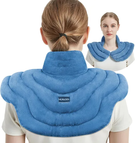 Vista 25 de Almohadilla térmica para microondas con funda lavable, almohadilla térmica de microondas de 8 x 18 pulgadas para cuello y hombros, bolsa de frijoles