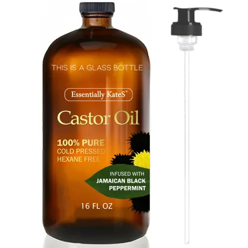 Vista 6 de Essentially KateS Aceite de ricino de 16 onzas líquidas (botella de vidrio), 100% prensado en frío, certificado orgánico USDA, cuidado de la piel