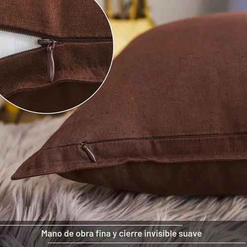 Vista 4 de Jeanerlor - Funda de cojín sólida de lino y algodón para decoración, de 18x18 pulgadas, funda de almohada especial para sofá, cama, silla