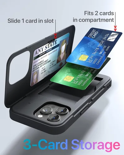 Vista 3 de TORU CX Slim - Funda tipo cartera para iPhone 14 Pro Funda protectora a prueba de golpes resistente con tarjetero oculto y ranura para tarjetas