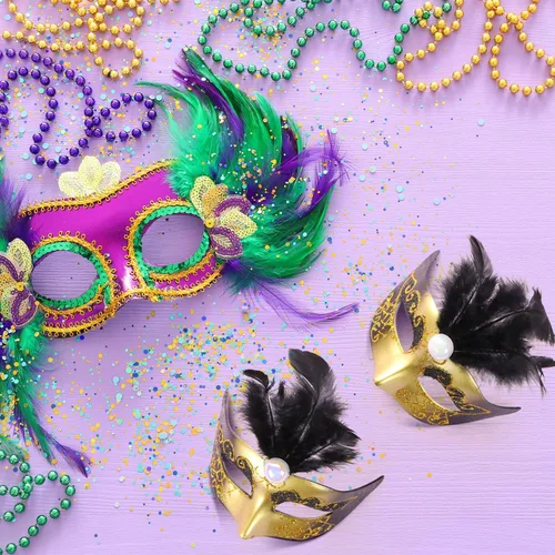 Vista 3 de 12 piezas de mini máscaras de Mardi Gras, máscaras pequeñas para máscaras a granel para decoraciones de fiesta de Mardi Gras