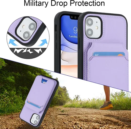 Vista 6 de Havaya Funda Magsafe para iPhone 11 con tarjetero iPhone 11 magsafe funda cartera 2 en 1 desmontable con ranura trasera para tarjetas, cartera