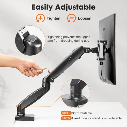 Vista 4 de Simple Deluxe Brazo de monitor único, 13" a 32" ajustable soporte para monitor de escritorio, negro