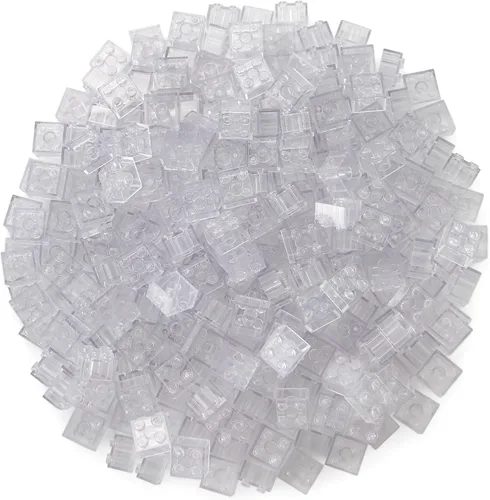 Vista 4 de Feleph Ladrillos transparentes de 2 x 2 piezas de 400 piezas de construcción clásica, juego creativo de bloques de juguete compatible con 3003