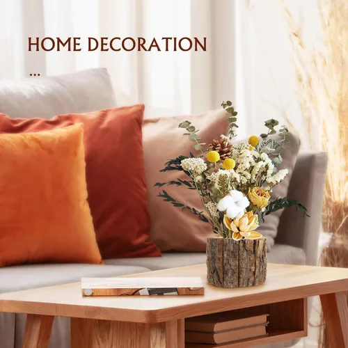 Vista 6 de YARNOW 3 macetas de madera para corteza, maceta rústica, florero, soporte para arreglos florales para decoración del hogar en interiores