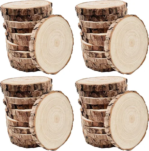 Vista 5 de William Craft - Juego de 12 rebanadas de madera natural sin terminar de 3.5 a 4 pulgadas, para manualidades, adornos de Navidad, manualidades