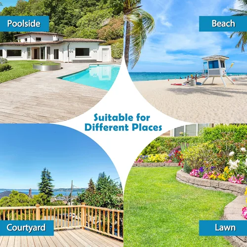 Vista 9 de COSTWAY Sillón plegable para exteriores, ajustable, para playa, piscina, reclinable, con sombrilla, color azul marino