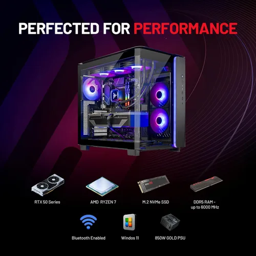 Vista 6 de Computadora PC de escritorio para jugadores Skytech King 95 - Ryzen 7 9700X 3.8 GHz (5.5 GHz Turbo Boost), NVIDIA RTX 5070 12 GB GDDR7, 1 TB Gen4