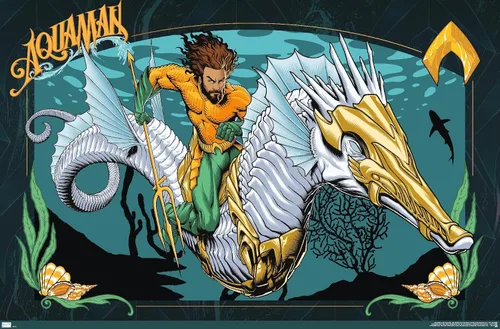 Trends International DC Comics Movie Aquaman y el Reino Perdido - Póster de pared con ilustración de Aquaman, 22.4 pulgadas de largo x 14.7 W,