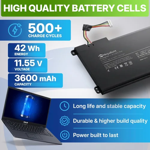 Vista 5 de NinjaBatt C31N1912 B31N1912 Asus Batería para VivoBook 14 E410 E410MA E410KA E410MANS, VivoBook 15 R522MA, VivoBook E510 E510MA E510KA, L410MA