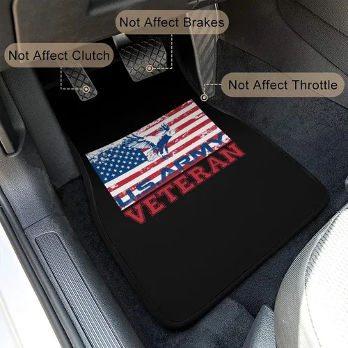 Vista 3 de Alfombrilla de 4 piezas con estampado de veteranos del ejército de EE. UU., almohadillas protectoras para alfombras delanteras/traseras, accesorios