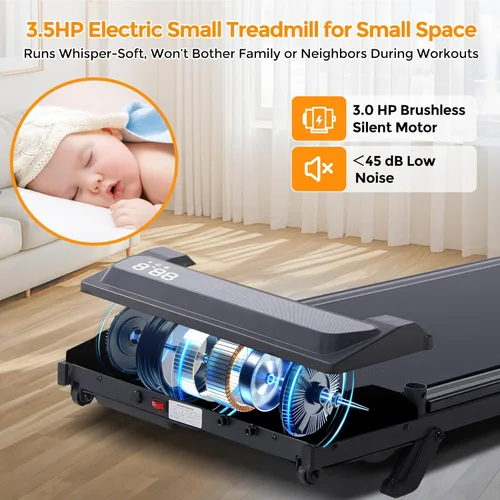 Vista 7 de KASSADIN Walking Pad with Handle Bar, 2026 Upgrade Portable Small Treadmill with Handles for Home Small, 3.0HP Under Desk Walking Pad Treadmill with