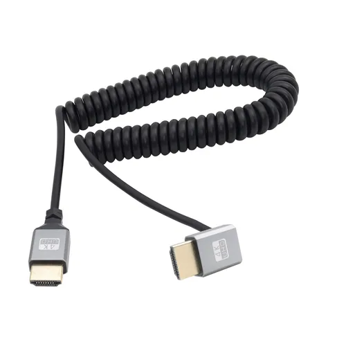 RIIEYOCA 90 grados de ángulo descendente UHD 4K HDTV macho a HDTV macho 18Gbps 2.0 extensor cable en espiral soporta 4K @60Hz, 1080p, ARC, 3D, para