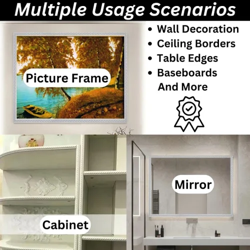 Vista 3 de Moldura Adhesiva Despegable Flexible Autoadhesiva para Pared Moldura Corona Tira 3D para Paneles de Pared de Azulejos Madera Marco de Imagen