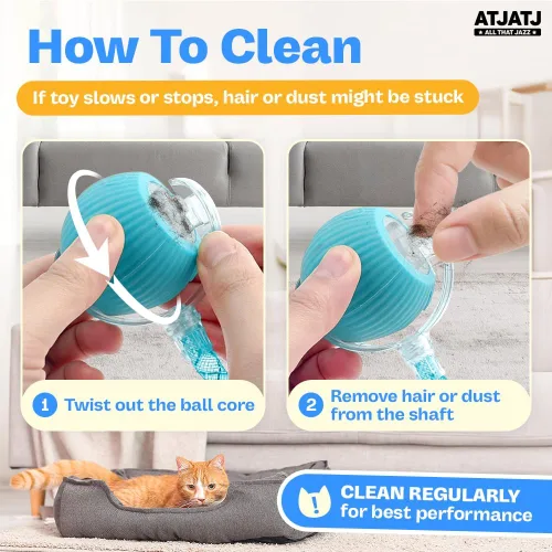 Vista 9 de Pelotas interactivas para gatos de interior, juguete inteligente automatizado para gatos con cola de malla elástica, juguete recargable de 3