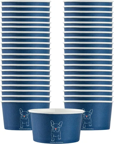Vista 47 de Coppetta - Vasos de postre de 3 onzas, 50 tazas desechables para helado, tapas se venden por separado, cuencos de yogur congelado de papel rojo