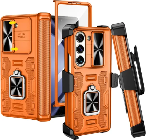 Vista 33 de VEGO Funda para Galaxy Z Fold 4 con funda de clip para cinturón, soporte magnético con anillo de 360° y cubierta de cámara y protector de pantalla