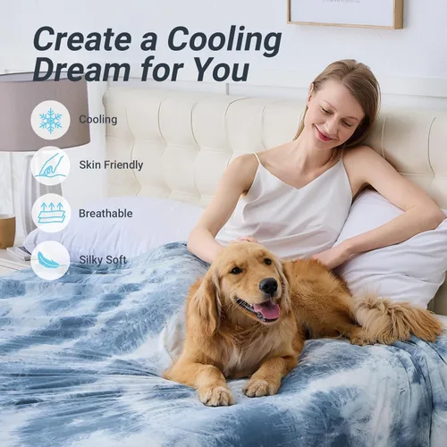 Vista 3 de Edredón refrescante de tamaño individual, mantas refrescantes de doble cara para durmientes calurosos, suave, transpirable, ligero, refrescante