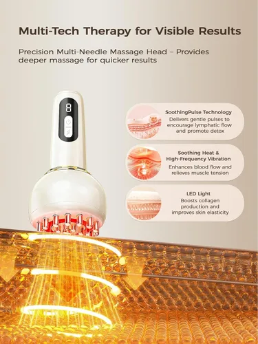 Vista 3 de Masajeador de drenaje linfático y herramienta de masaje anticelulitis, para piernas, brazos y vientre, cuerpo, ayuda a reducir las estrías