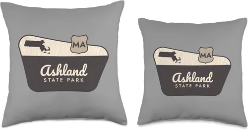 Vista 3 de Ashland State Park MA Vacation Souvenirs Ashland State Park Massachusetts Welcome Sign - Almohada de viaje, 16 x 16 pulgadas, multicolor