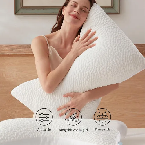 Vista 5 de Side Sleeper Pillow for Neck and Shoulder Support Crescent Design, Standard Almohadas de cama para dolor de cuello y hombros, almohadas curvadas