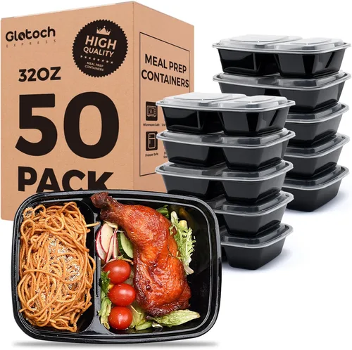 Vista 11 de Glotoch - Paquete de 10 recipientes de 32 onzas para preparación de comidas reutilizables, aptos para microondas, extra grandes y gruesos con tapas