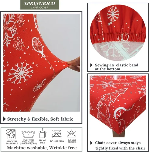 Vista 180 de SPRINGRICO Juego de 4 fundas para sillas de comedor, fundas elásticas para sillas de comedor, de elastano lavables, fundas para sillas Parsons