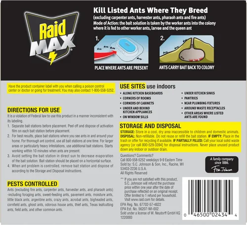 Vista 10 de Raid Max - Cebo Líquido para Hormigas; Mata Hormigas donde se Reproducen, para Uso Interior y Exterior; 12 Estaciones de Cebo