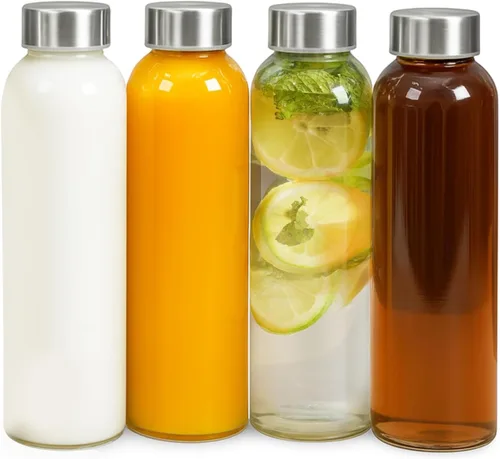 Vista 11 de Epica Botellas de vidrio transparente con tapas, botellas de agua de 17.5