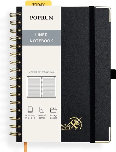 Vista 28 de POPRUN Lined Spiral Journal Notebook for Women & Men, 7-1/4" x 9-1/2", 220 Numbered Pages, College Ruled Hardcover Notebook for Work, Journals for