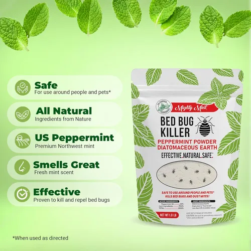 Vista 2 de Asesino de chinches, polvo de menta de tierra de diatomeas, 1 libra