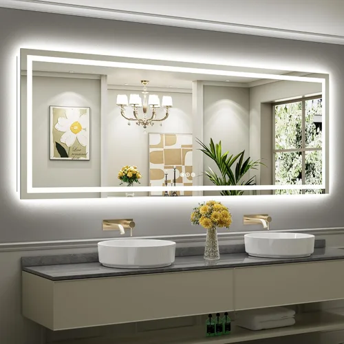 Vista 93 de Briivue Espejo de baño LED de 20 x 28 pulgadas con luces, retroiluminado y frontal iluminado, espejo de tocador de baño con luz antiniebla