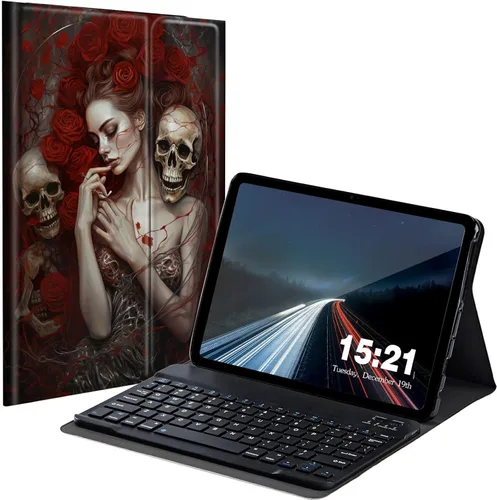 Vista 13 de Funda de teclado para Samsung Galaxy Tab S6 Lite 2022/2020, Galaxy Tab S6 Lite SM-P610/P613/P615/P619 con teclado Bluetooth inalámbrico desmontable
