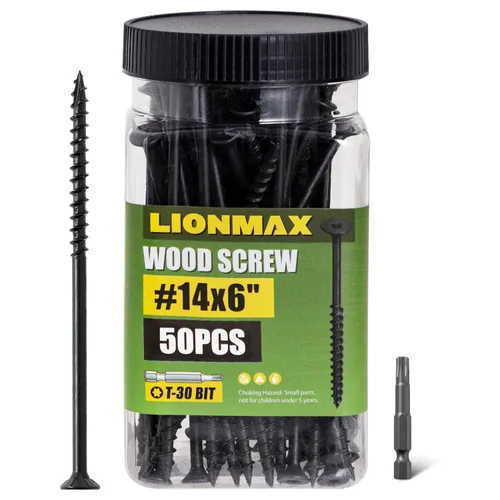Vista 13 de LIONMAX Tornillos de cubierta de 3 pulgadas, tornillos para madera #10 x 3, 50 unidades, resistentes a la corrosión, revestimiento de epoxi